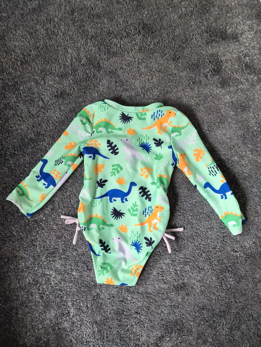 Cat & Jack Dino Print Long Sleeve Rash Guard Swimsuit - Mint Green